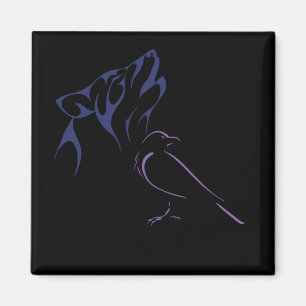 Wolf en Bird Magneet