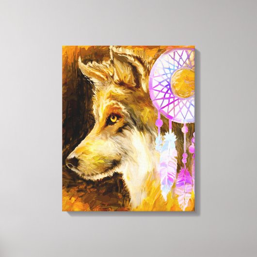 Wolf en Dreamweaver Canvas Afdruk (Voorkant)