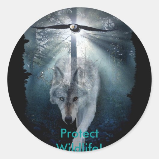 WOLF- EN ELGF-reeks in wilde dieren Ronde Sticker (Voorkant)