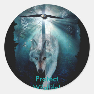 WOLF- EN ELGF-reeks in wilde dieren Ronde Sticker