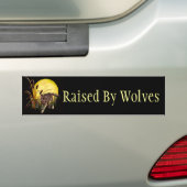 Wolf en Full Moon Bumpersticker (Op auto)