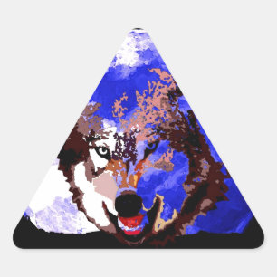 Wolf en Full Moon Driehoek Sticker