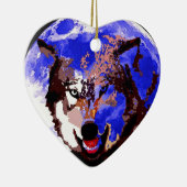 Wolf en Full Moon Keramisch Ornament (Rechts)