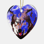 Wolf en Full Moon Keramisch Ornament (Links)