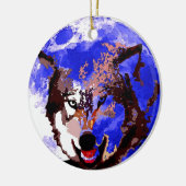 Wolf en Full Moon Keramisch Ornament (Links)