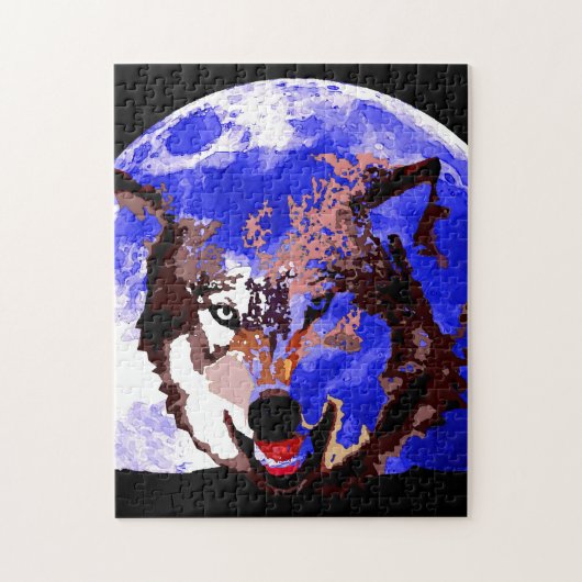 Wolf en Full Moon Legpuzzel (Verticaal)