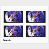 Wolf en Full Moon Rechthoekige Sticker (Vel)