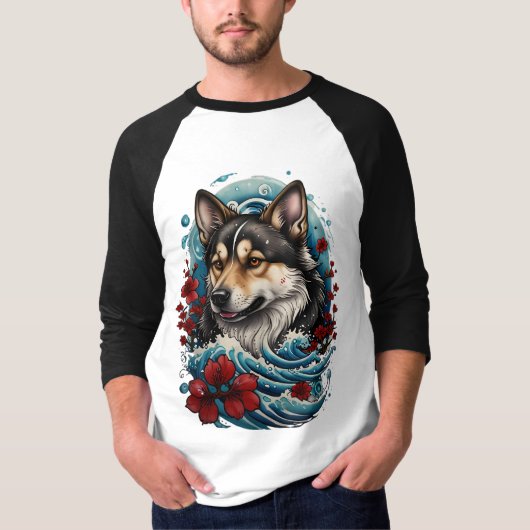 Wolf en golven t-shirt (Voorkant)