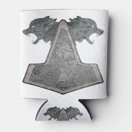 wolf en hamer, metaal blikjeskoeler (Voorkant)