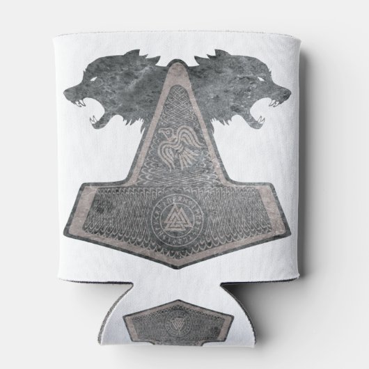 wolf en hamer, metaal blikjeskoeler (Achterkant)