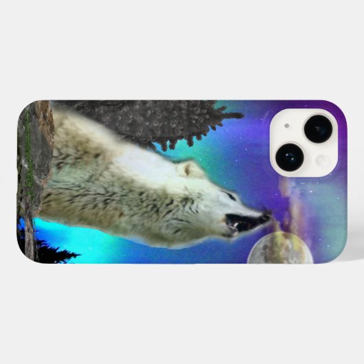 wolf en maan Case-Mate iPhone case (Achterkant (horizontaal))