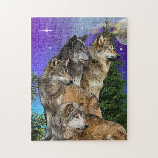 wolf en Maan Legpuzzel (Verticaal)