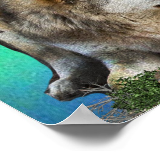 Wolf en maan poster (Hoek)