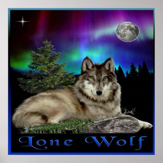 wolf en maan poster (Voorkant)