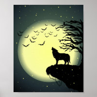 wolf en maan