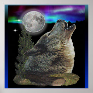 wolf en Maan Poster