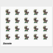 wolf en maan ronde sticker (Vel)