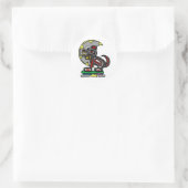 wolf en maan ronde sticker (Tas)