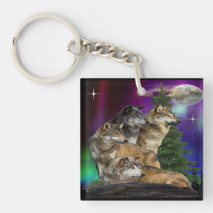 Wolf en Maan Sleutelhanger