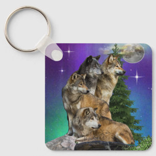 Wolf en Maan Sleutelhanger