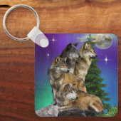 Wolf en Maan Sleutelhanger (Voorkant)