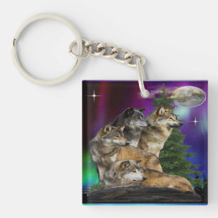 Wolf en Maan Sleutelhanger