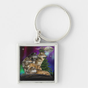 Wolf en Maan Sleutelhanger