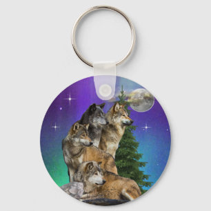 Wolf en Maan Sleutelhanger