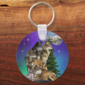 Wolf en Maan Sleutelhanger (Voorkant)