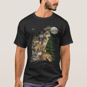 wolf en maan t-shirt