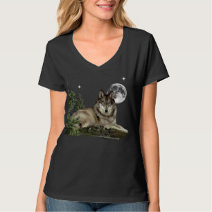 wolf en maan t-shirt