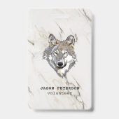 Wolf en marmeren steen badge (Back)