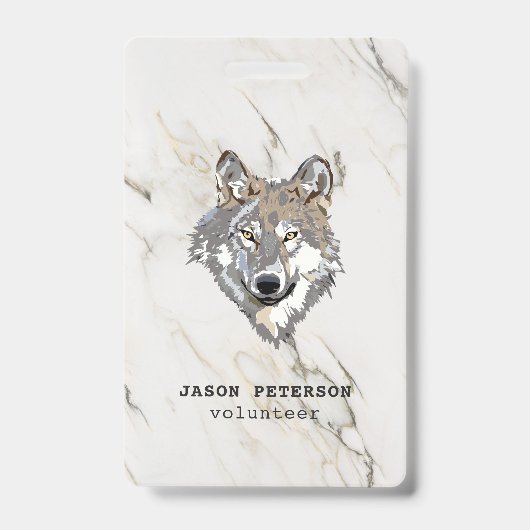 Wolf en marmeren steen badge (Front)