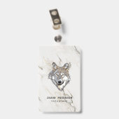 Wolf en marmeren steen badge (Back with Clip)