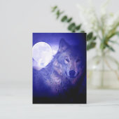 Wolf en Moon Briefkaart (Staand voorkant)