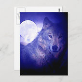 Wolf en Moon Briefkaart (Voorkant / Achterkant)