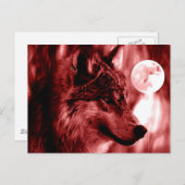 Wolf en Moon Briefkaart (Voorkant / Achterkant)