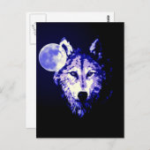 Wolf en Moon Briefkaart (Voorkant / Achterkant)