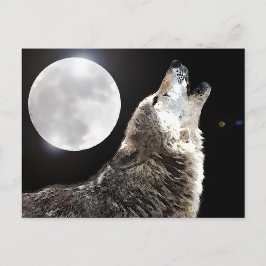 Wolf en Moon Briefkaart (Voorkant)