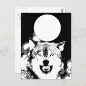 Wolf en Moon Briefkaart (Voorkant / Achterkant)