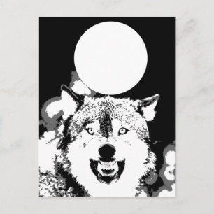 Wolf en Moon Briefkaart