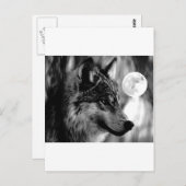Wolf en Moon Briefkaart (Voorkant / Achterkant)