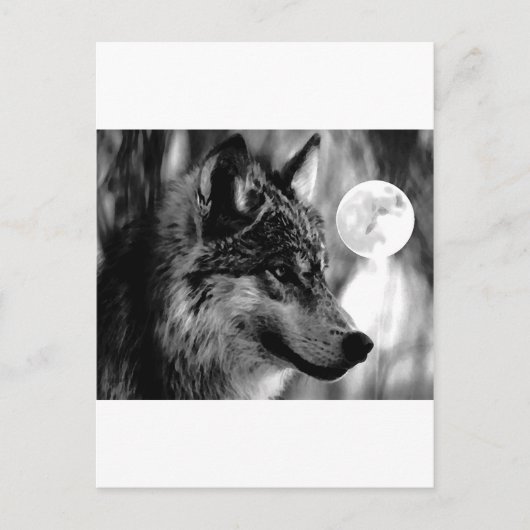 Wolf en Moon Briefkaart (Voorkant)