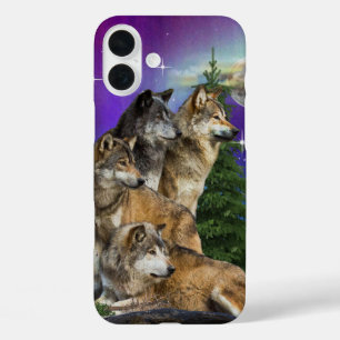 Wolf en Moon iPhone 16 Plus Hoesje