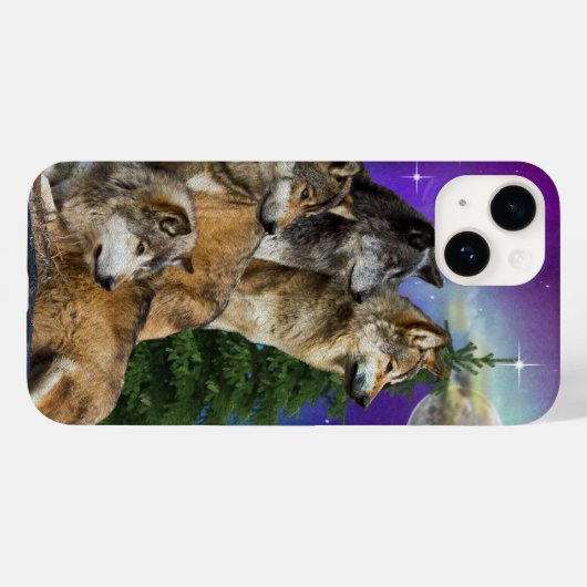 Wolf en Moon Case-Mate iPhone Case (Achterkant (horizontaal))