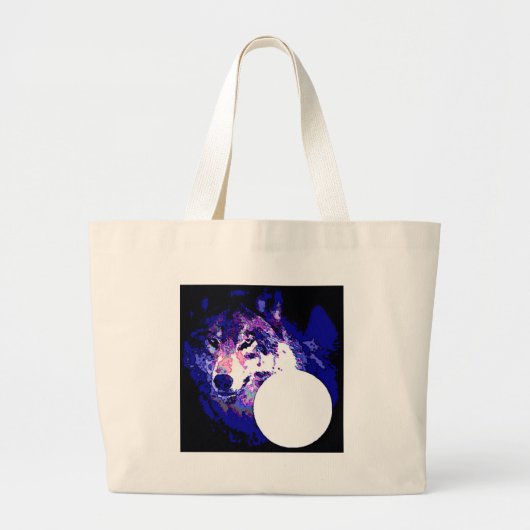 Wolf en Moon Grote Tote Bag (Voorkant)