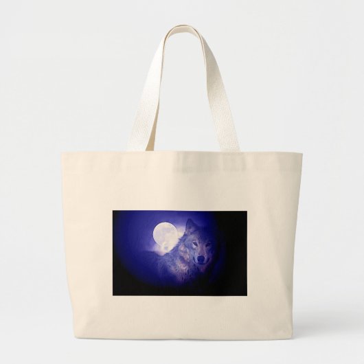 Wolf en Moon Grote Tote Bag (Voorkant)