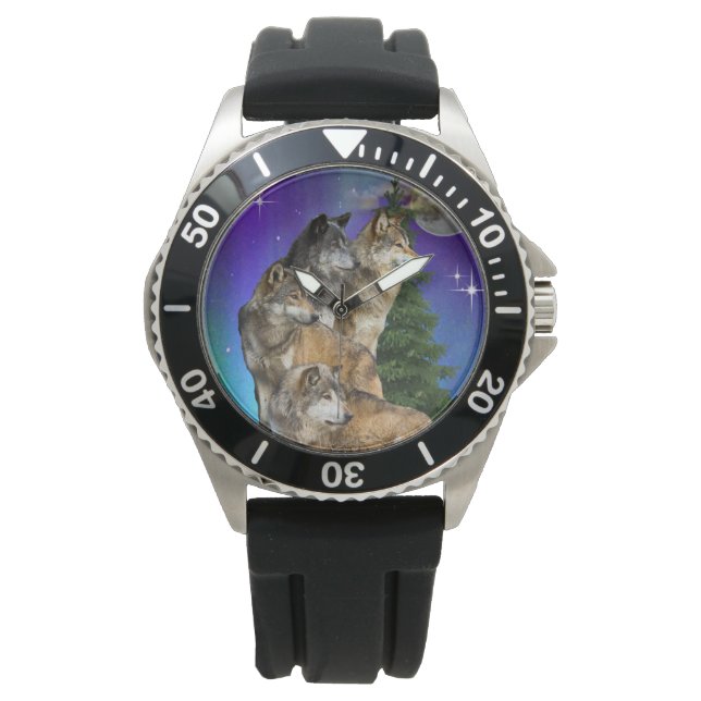 Wolf en Moon Horloge (Voorkant)