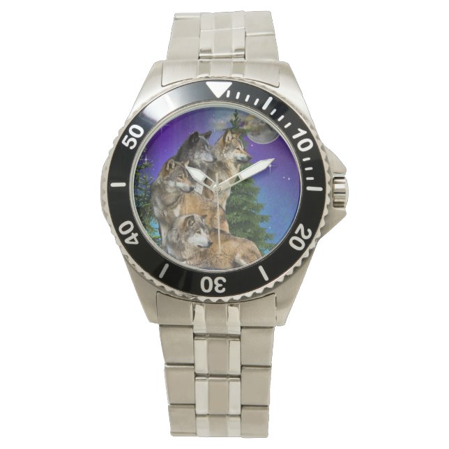 Wolf en Moon Horloge (Voorkant)