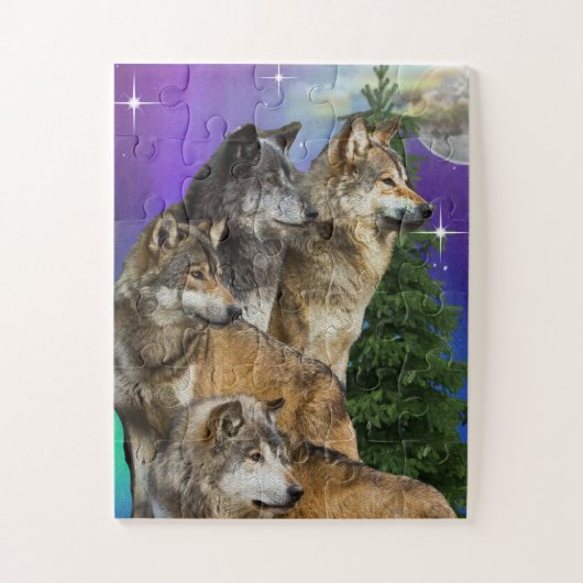 Wolf en Moon Legpuzzel (Verticaal)